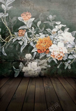 花卉花纹图片母亲节复古花纹海报背景摄影图片