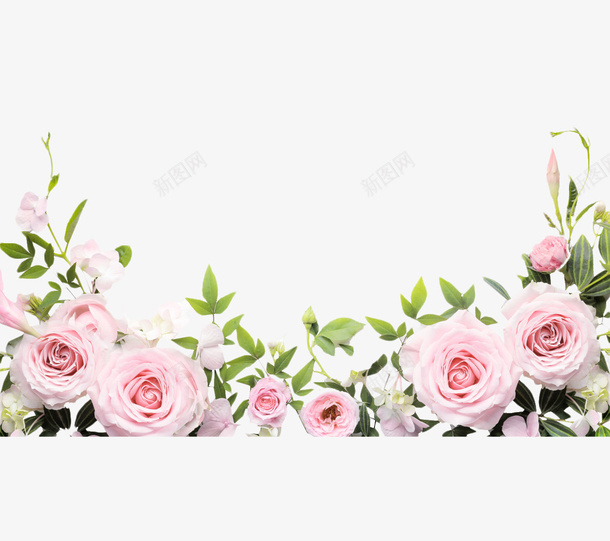 玫瑰花环粉色蔷薇png免抠素材_新图网 https://ixintu.com 婚礼 底边 玫瑰 玫瑰丛 花 花朵 蔷薇 鲜花