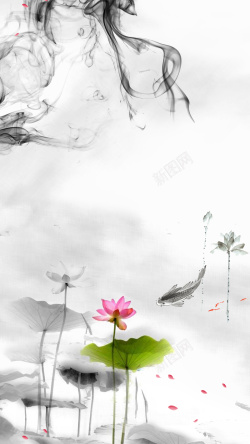 宣纸质感中国风传统水墨山水背景图高清图片