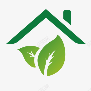 水彩画风房子绿叶环保绿色图标图标