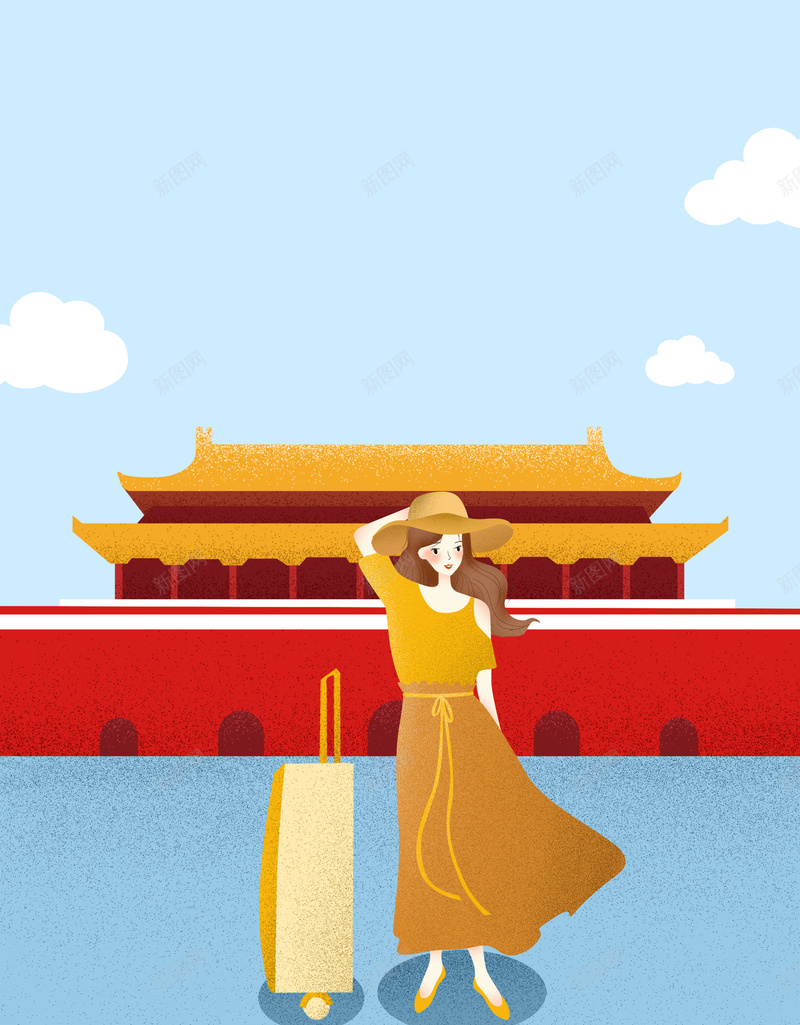 欢乐出游国庆去哪玩手绘插画psd设计背景_新图网 https://ixintu.com 十一 国庆68周年 国庆十一黄金周 国庆去哪玩 国庆节 天安门 手绘 插画 欢乐出游 盛世华诞