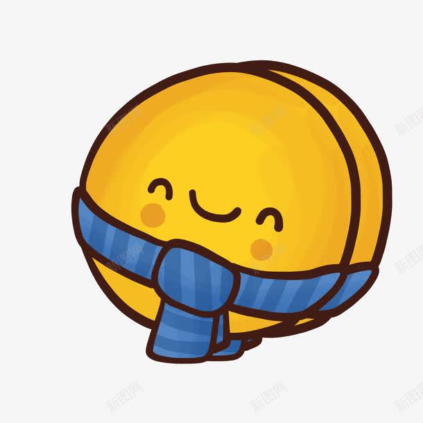 黄色微笑表情png免抠素材_新图网 https://ixintu.com 卡通表情 可爱表情 微笑表情 蓝色围巾 黄色