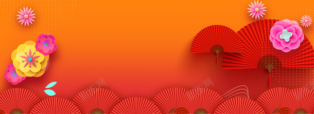 中国风立体花朵扇子png免抠素材_新图网 https://ixintu.com 中国风 扇子 立体花朵 过年