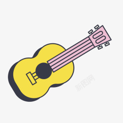 卡通黄色吉他素材