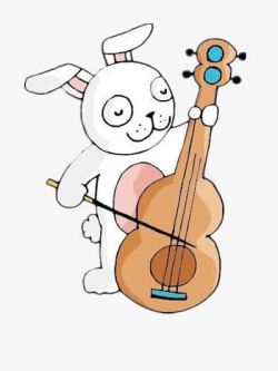 拉提琴的小白兔素材