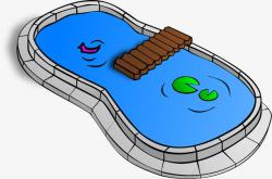 卡通可爱泳池蓝色素材
