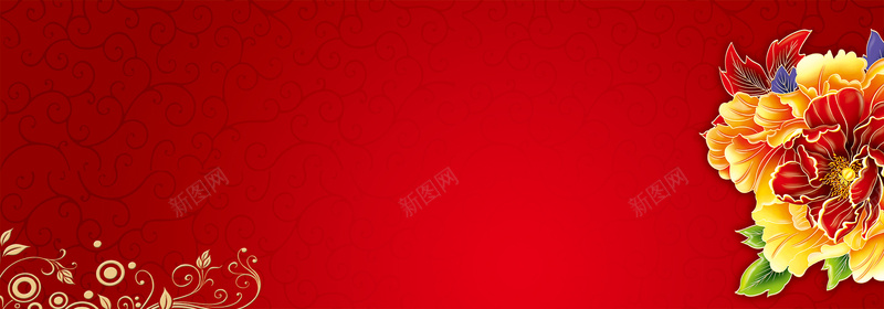 喜庆节日背景jpg设计背景_新图网 https://ixintu.com 花朵 中国风花朵 红色背景 喜庆背景 新年背景 海报banner 中国风