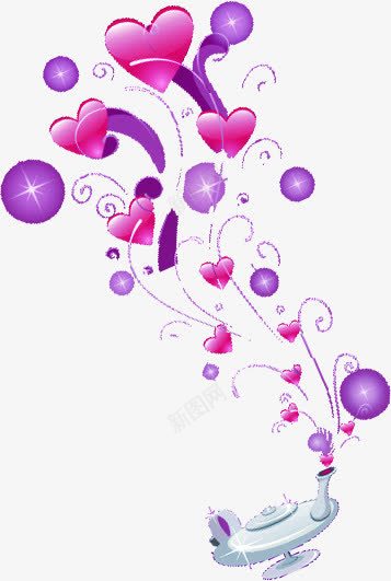 紫色手绘唯美爱心创意png免抠素材_新图网 https://ixintu.com 创意 爱心 紫色