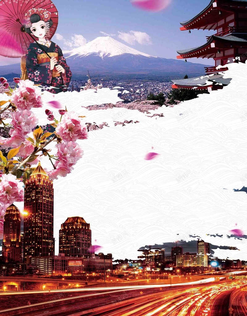 日本城市旅游海报背景模板psd设计背景_新图网 https://ixintu.com 城市旅游 夏日旅行 展板 旅行社 日本 活动 海报 背景模板 设计