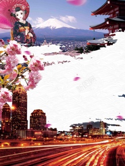 日本城市素材日本城市旅游海报背景模板高清图片