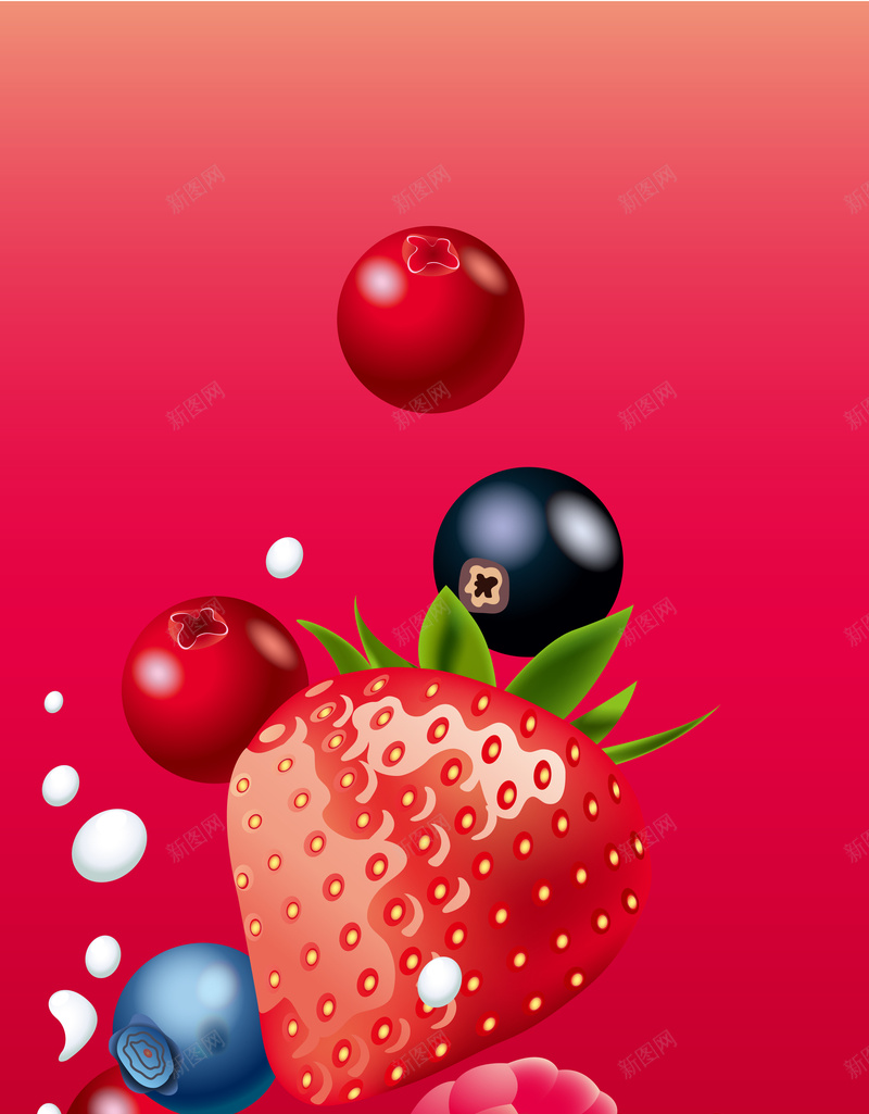 草莓蓝莓水果牛奶海报背景jpg设计背景_新图网 https://ixintu.com 卡通 手绘 水果 海报背景 牛奶 童趣 素材 背景 草莓