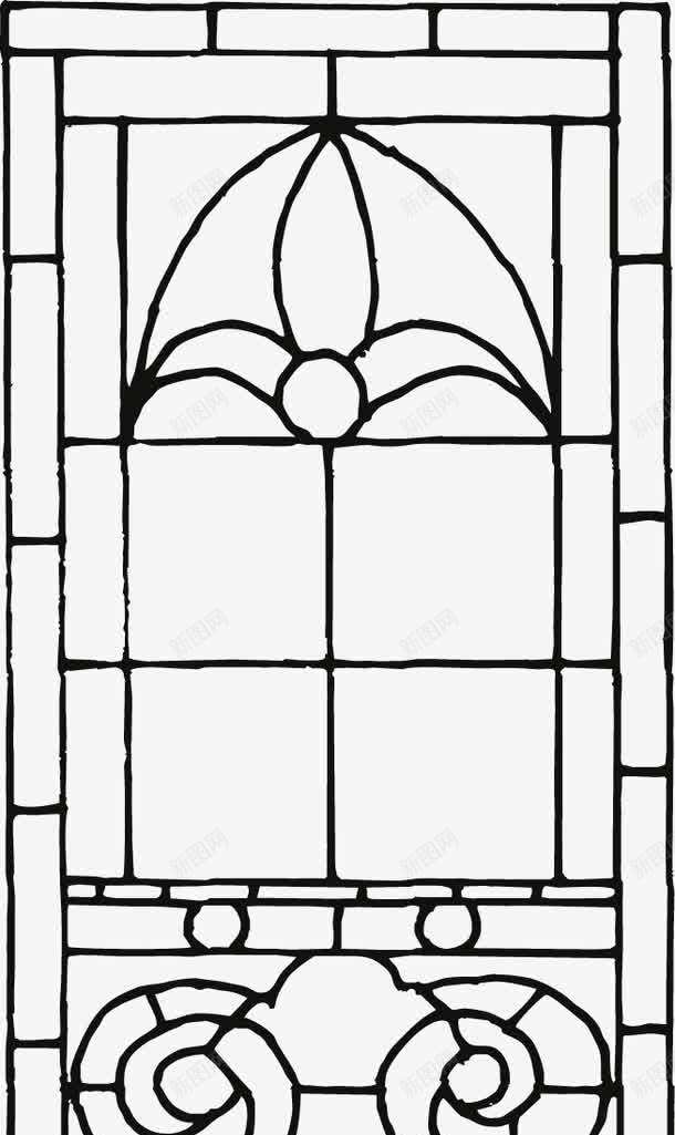 古典窗的线条美png免抠素材_新图网 https://ixintu.com 古典 古窗 窗 线条 黑色
