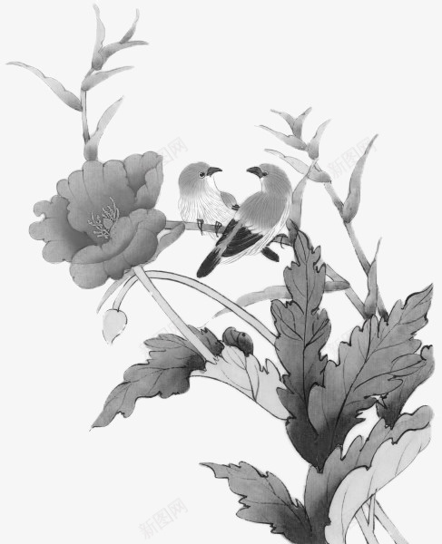 手绘的爱情鸟png免抠素材_新图网 https://ixintu.com png图形 png装饰 小鸟 手绘 植物 花朵 装饰