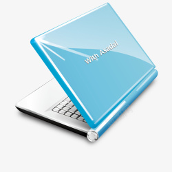 蓝色笔记本电脑矢量图素材