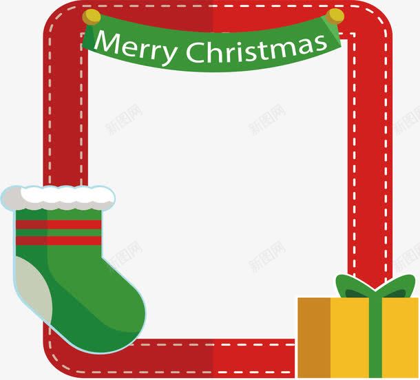 圣诞袜礼盒装饰相框png免抠素材_新图网 https://ixintu.com 圣诞相框 圣诞节 圣诞袜 相框 矢量png 红色相框