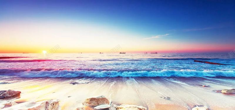 唯美海滩风景jpg设计背景_新图网 https://ixintu.com 天空 海滩 唯美 自然风景 石头 海报banner 摄影 风景