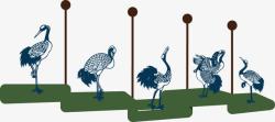 姿势不同的鹤形态各异的鹤矢量图高清图片
