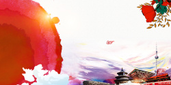 世博会中国馆中国风新年快乐促销海报背景素材高清图片