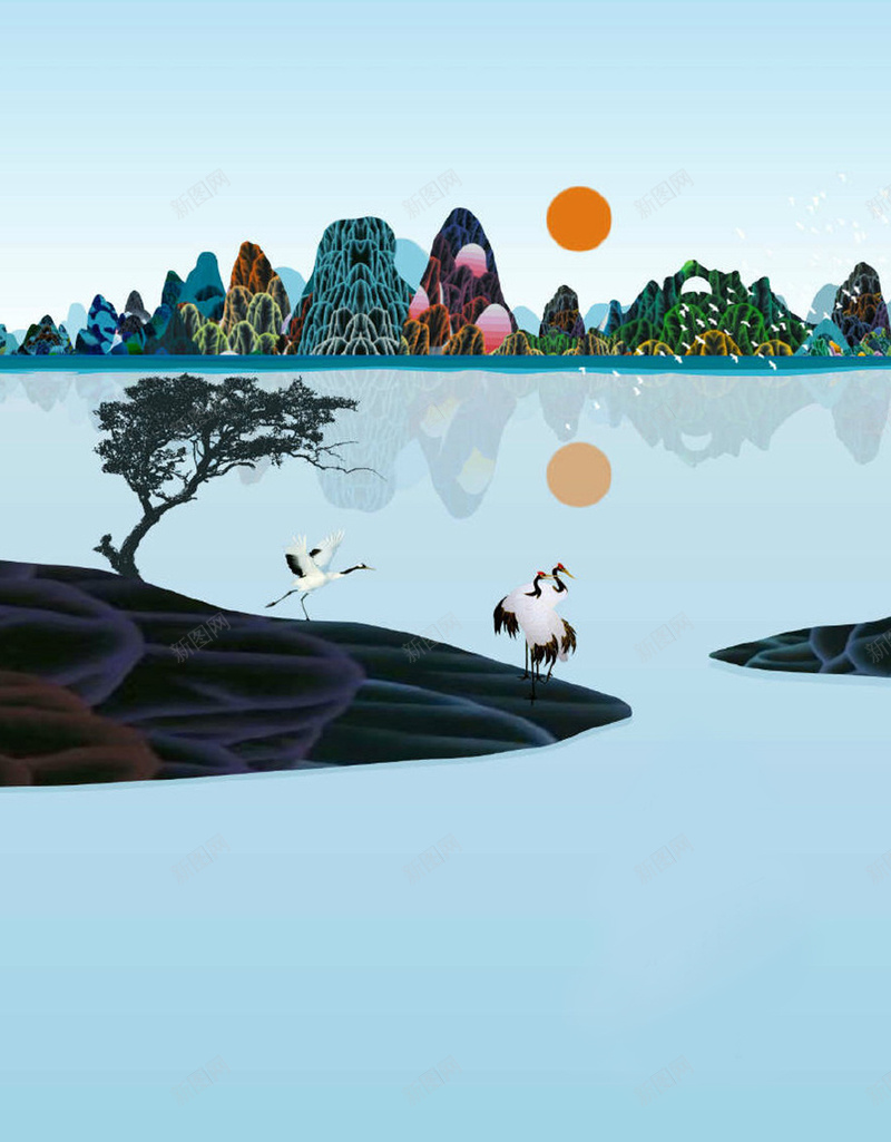 手绘湖面太阳H5背景jpg设计背景_新图网 https://ixintu.com 太阳 手绘 梦幻 湖面 远山 唯美 浪漫 H5背景 文艺 简约