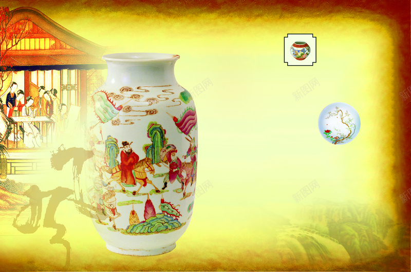 瓷器背景素材psd设计背景_新图网 https://ixintu.com 古典 海报 瓷器 红色