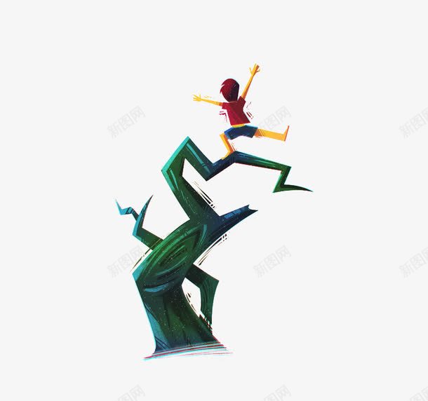 树枝上的男孩png免抠素材_新图网 https://ixintu.com 卡通 小男孩 手绘 树枝 爬树