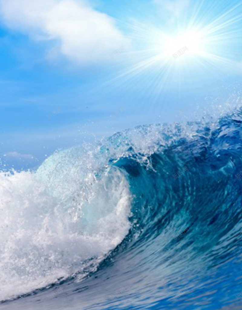 蓝色的海浪H5背景jpg设计背景_新图网 https://ixintu.com 商务 大气 海浪 蓝天 蓝色背景