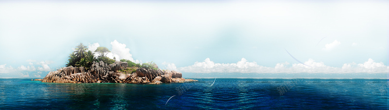 蓝色海洋小岛背景jpg设计背景_新图网 https://ixintu.com 蓝色 海洋 小岛 白云 海报banner 摄影 风景
