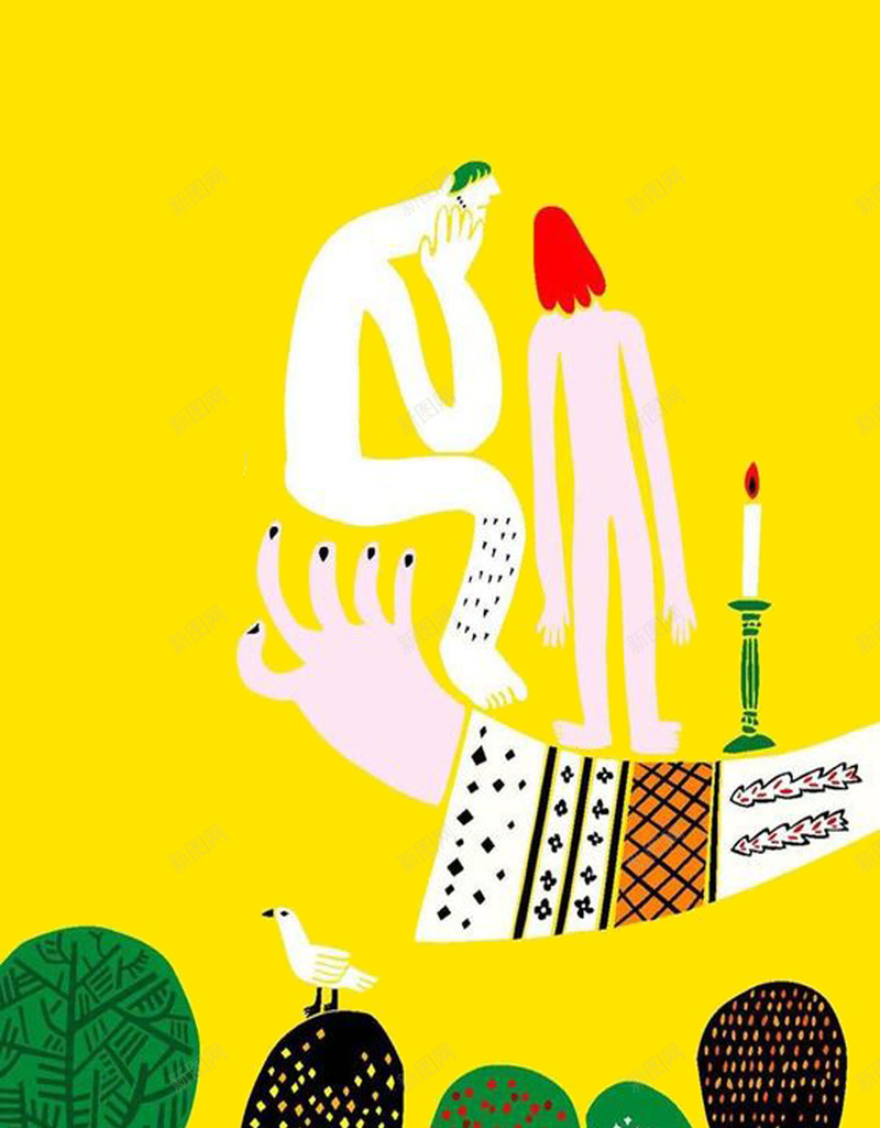 创意卡通宣传海报psd设计背景_新图网 https://ixintu.com 个性 人物 卡通 寓意 手绘 植物 颜色 黄色