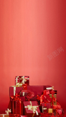 礼物盒红色H5背景背景
