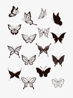 手绘蝴蝶笔刷黑白蝴蝶图片高清图片
