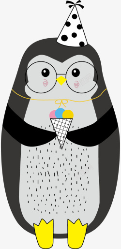 带礼帽的老鼠可爱冰激凌带礼帽企鹅矢量图高清图片