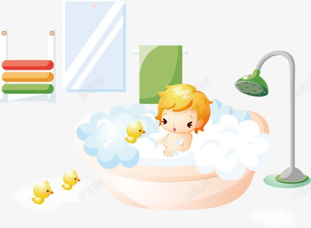 卡通可爱洗澡澡缸png免抠素材_新图网 https://ixintu.com 卡通 可爱 洗澡 澡缸