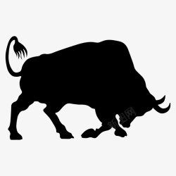 有角的动物斗牛牛剪影矢量图高清图片