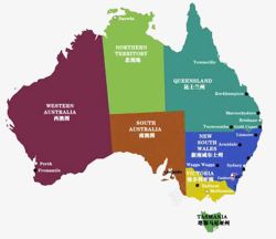 彩色澳洲地图素材
