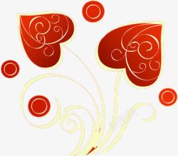 红色手绘花朵线条装饰素材