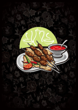 韩式传单中华美食特色烤肉背景高清图片