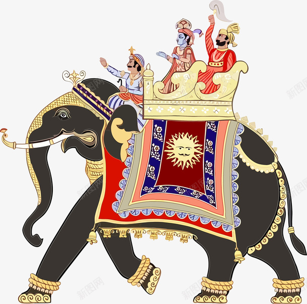 彩色神话人物骑大象png免抠素材_新图网 https://ixintu.com 人物 印度 大象 彩色 水彩