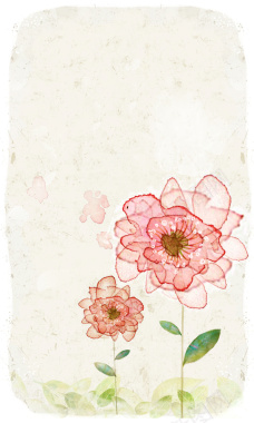 手绘粉色喷绘水彩边框花朵鲜花印刷背景背景