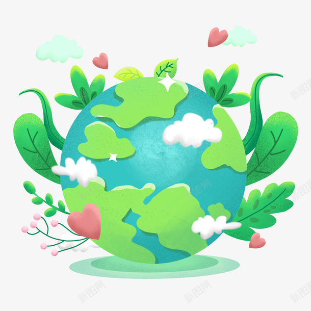 绿色清新保护地球png免抠素材_新图网 https://ixintu.com 保护地球 地球 插画 绿色地球