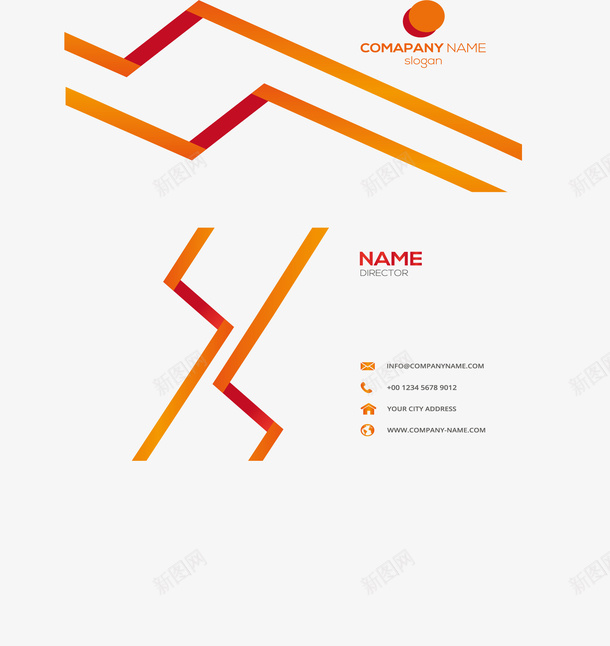 橘色折纸线条个人名片矢量图eps免抠素材_新图网 https://ixintu.com 个人名片 名片 折纸线条 橘色 矢量素材 矢量图
