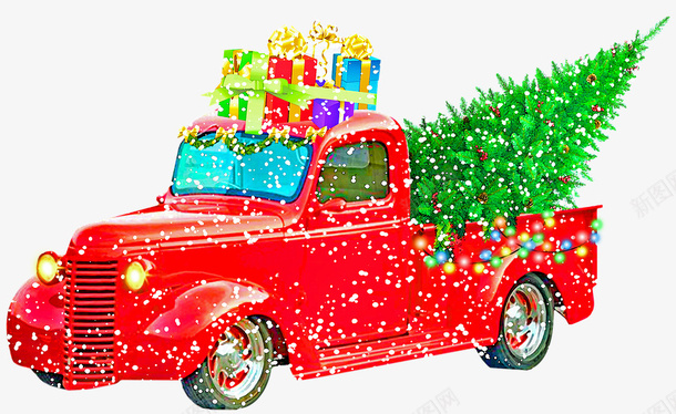 圣诞节运礼物的红色汽车png免抠素材_新图网 https://ixintu.com 圣诞 汽车 礼物 节日