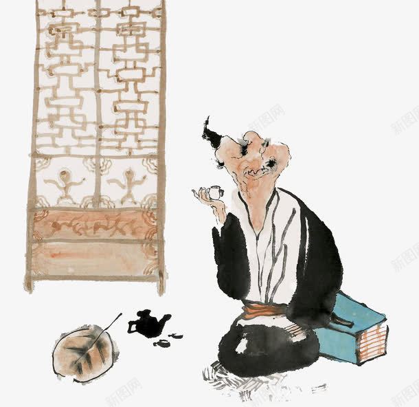 水墨人物png免抠素材_新图网 https://ixintu.com 中国元素 传统装饰设计 古代人物 水墨人物 水墨古人