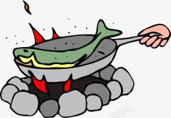 灰色红烧鱼热锅红烧鱼高清图片