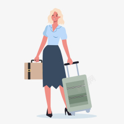 商务旅游女人手提行李素材