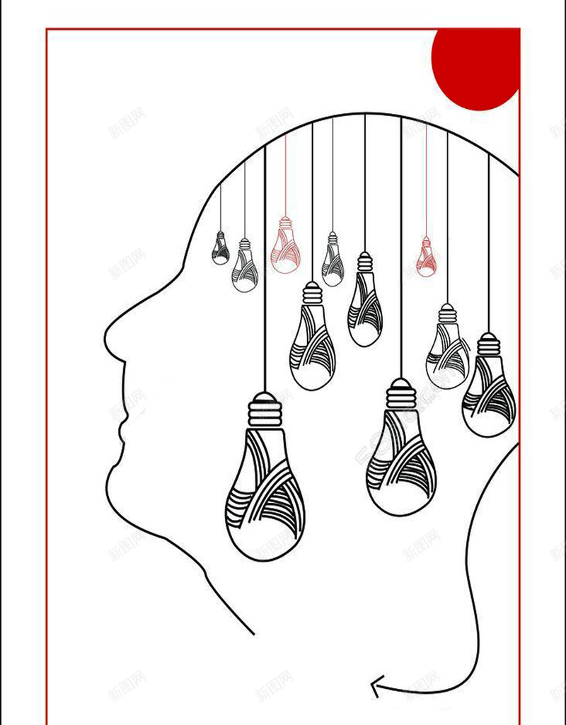 个性创意海报背景psd设计背景_新图网 https://ixintu.com 个性 人物 创意 单调 头像 幻想 电灯 电线 脑子 边框