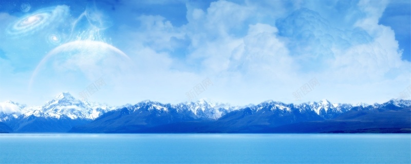 大气冬季冰天雪地蓝色背景素材背景