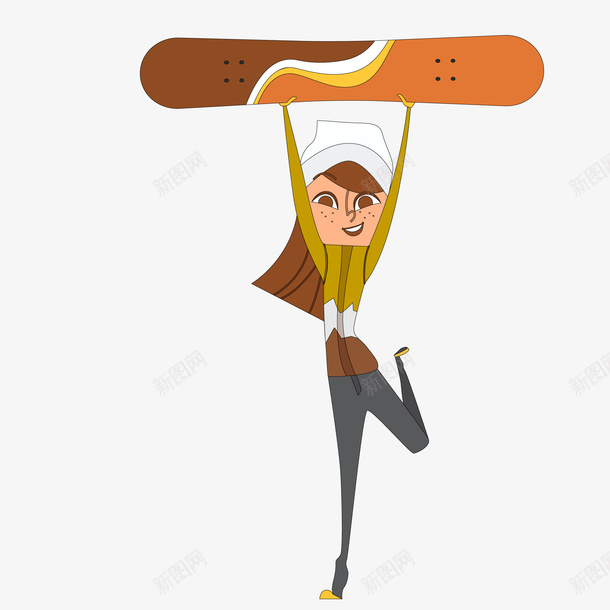 卡通快乐的女性人物矢量图ai免抠素材_新图网 https://ixintu.com 人物设计 卡通 女性人物 小人 快乐 滑雪 滑雪板 矢量图