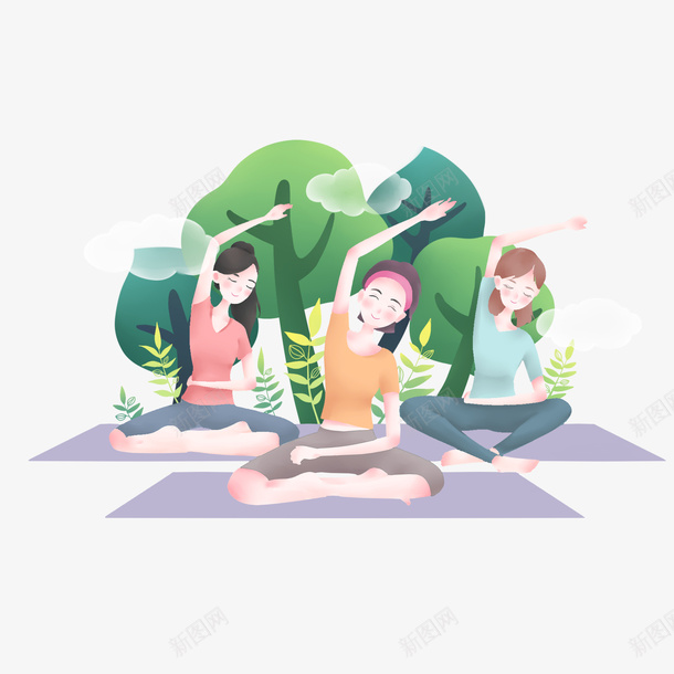 瑜伽多人团体企业卡通png免抠素材_新图网 https://ixintu.com 企业瑜伽 卡通 多人瑜伽 女性