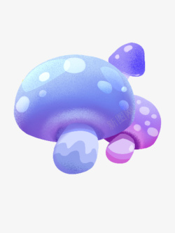 紫色卡通蘑菇素材