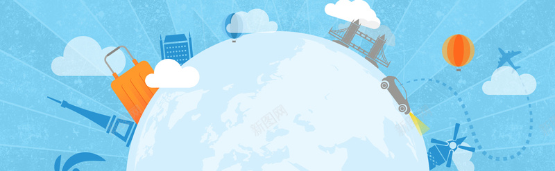 宾平地球环球旅行jpg设计背景_新图网 https://ixintu.com 商务旅行 扁平环球 环球旅行 蓝色地球